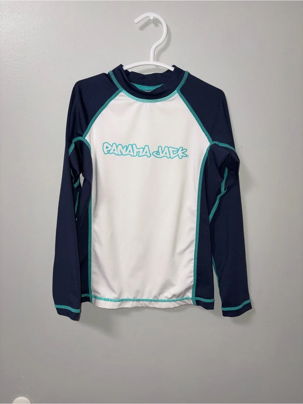 Panama Jack White Navy Rash Guard Youth Small